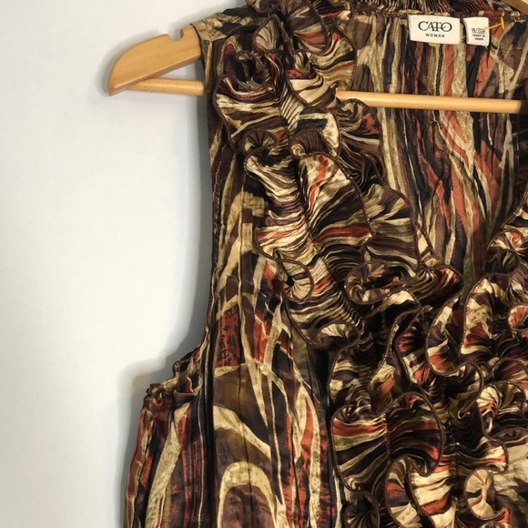 CATO WOMAN Satin Sleeveless Multi Color Brown Top Size 18/20W - Picture 5 of 14